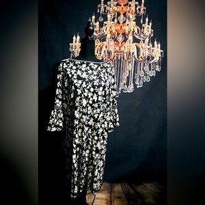 Black dress, cream flowers, worn once